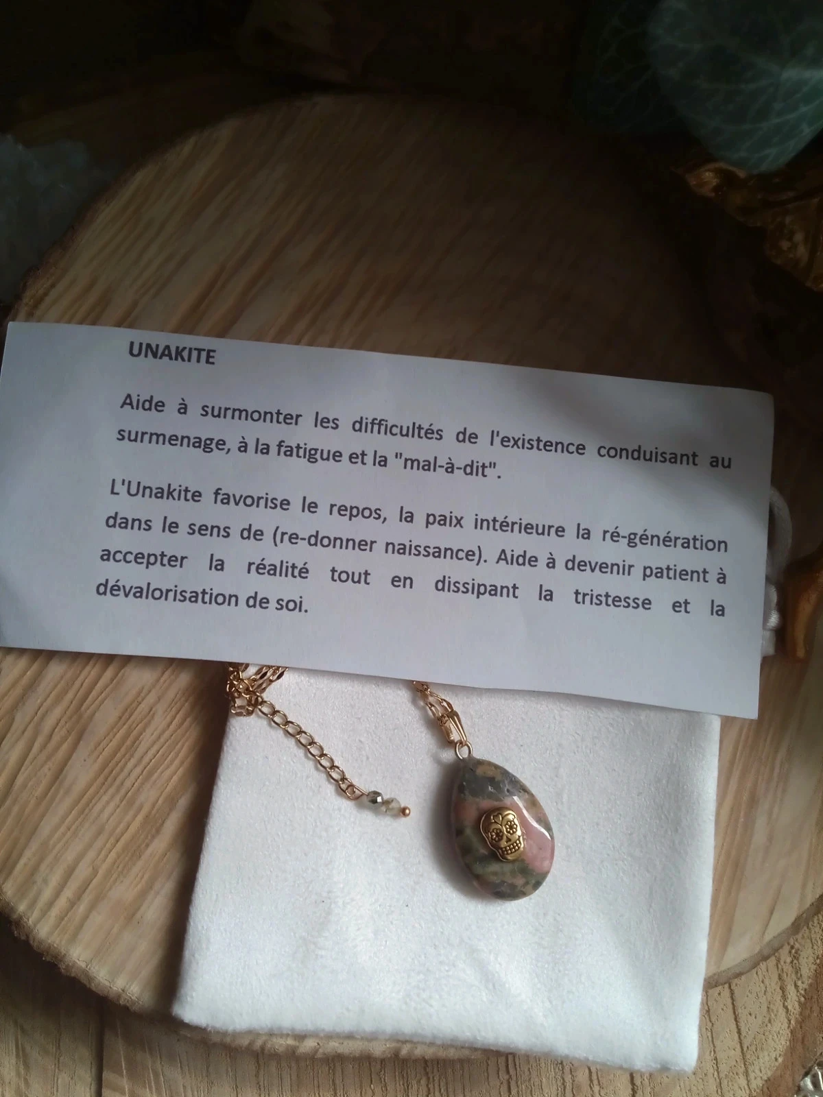 Natuurlijke unakiet steen ketting – photo 3
